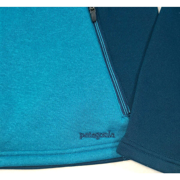 Patagonia Full Zip Hoodie Jacket Women's Size Small Blue Pockets Colorblock - Picture 3 of 5